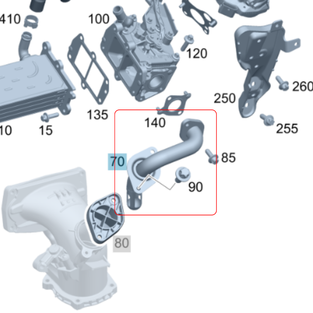 Exhaust Gas Recirculation Air Pipe for Sprinter 2014-2025 OM651 L4