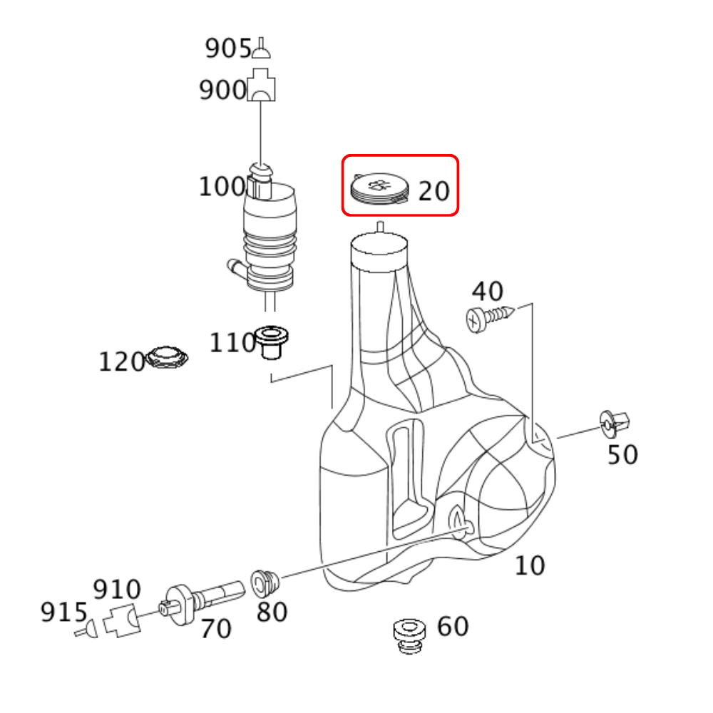 Genuine Windshield Washer Fluid Reservoir Tank Cap for Sprinter 2007-2018