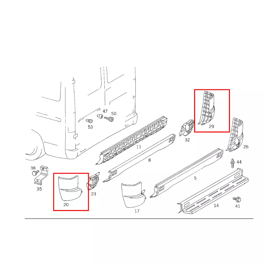 Left and Right Rear Bumper Corners for Sprinter van T1N 2002-2006 9018850302