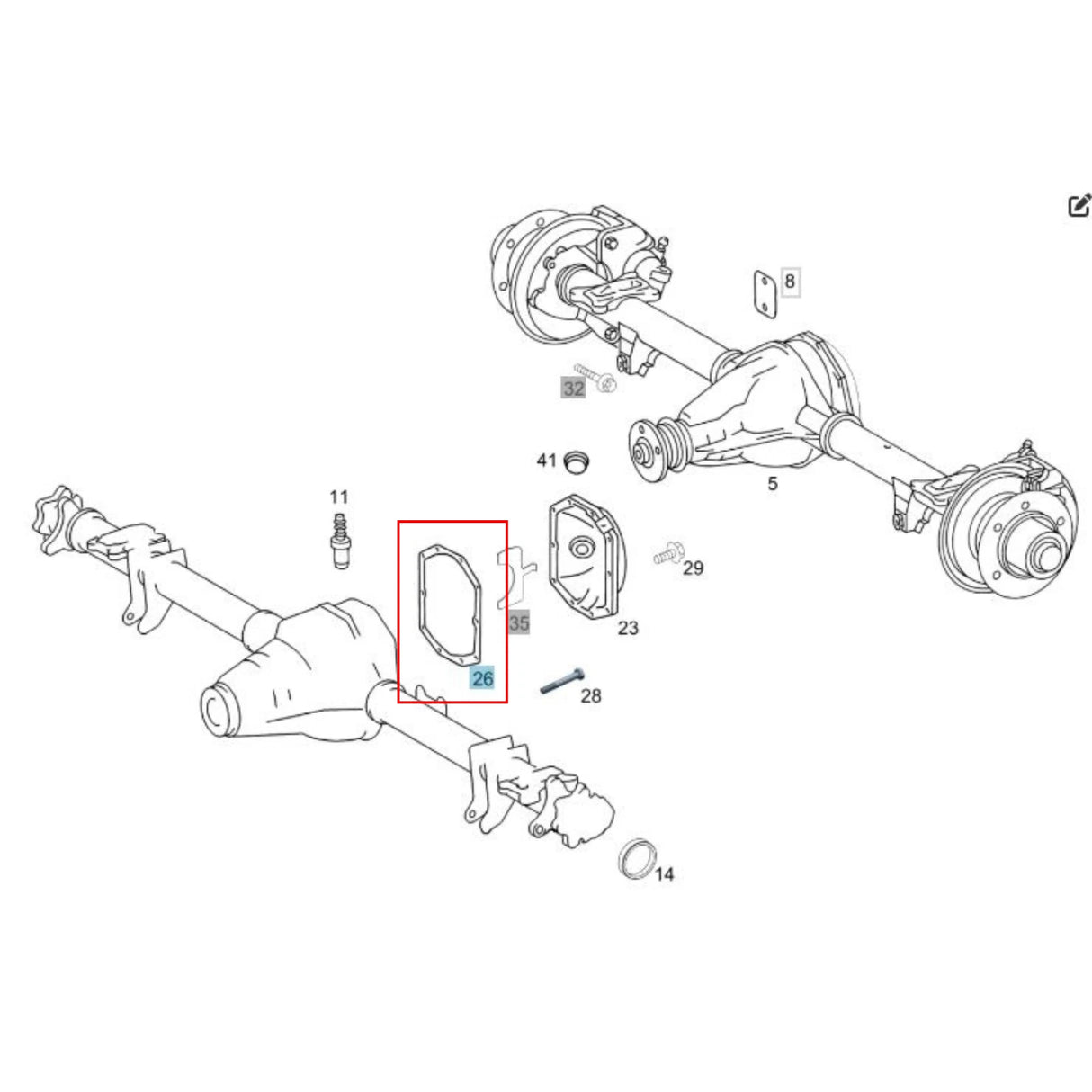 Genuine Differential Axle Housing Cover Gasket for Sprinter 2010-2025
