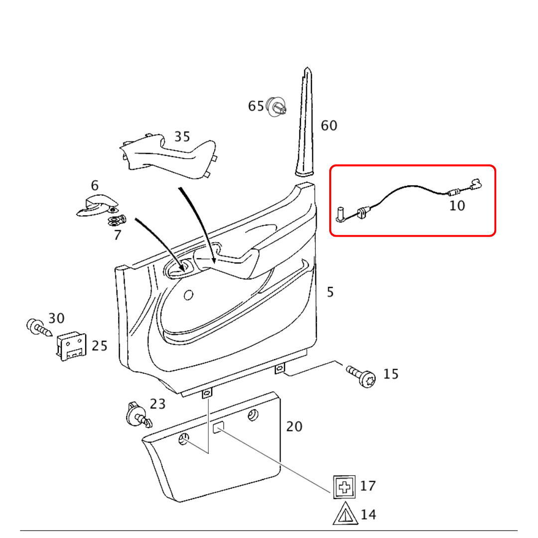 Front Driver Side Door Lock Cable for Sprinter 2002-2006