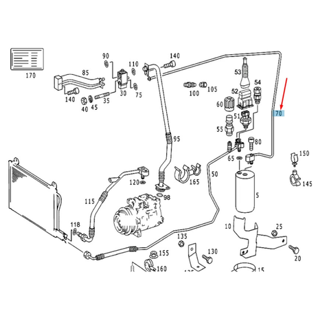Coolant Pipe from Expansion Valve to Receiver Drier for Sprinter T1N 2002-2006