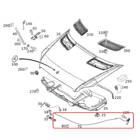 Hood Release Cable for Sprinter 2010 - 2018